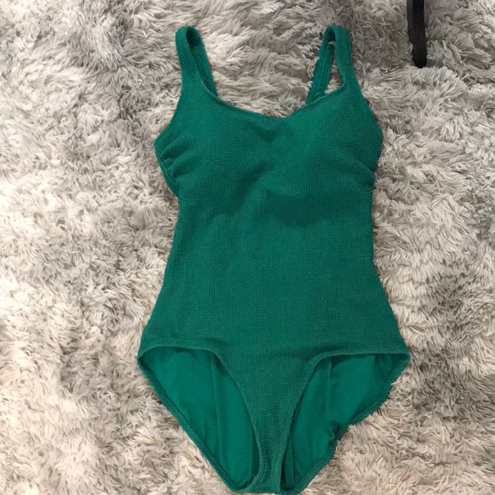 Green ribbed swimsuit